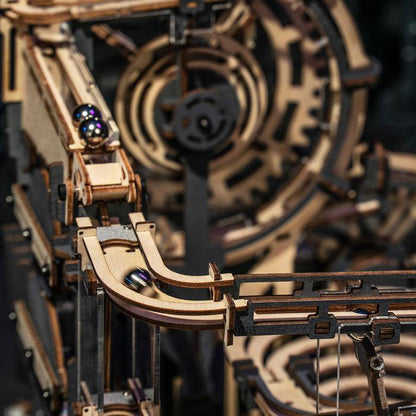 ROKR Marble Night City Marble Run 3D Wooden Puzzle (LGA01) | Hand-Cranked Track Maze