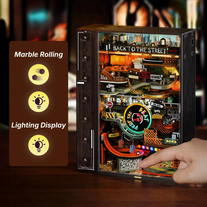 ROKR Hip-Hop Street Marble Run 3D Wooden Puzzle (MR03S) | Sound-Responsive Lights