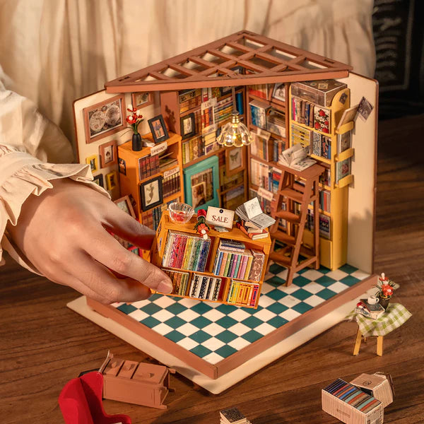 Rolife Sam’s Study Library DIY Miniature House Kit (DG102) | 1:18 Scale