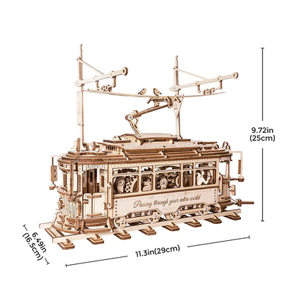 ROKR Classic City Tram 3D Wooden Puzzle (LK801) | Vintage Tram Model