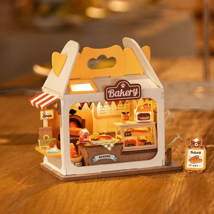 Rolife Teddy’s Breadbox Food Box Shop DIY Miniature House Kit (DS033) | LED Light