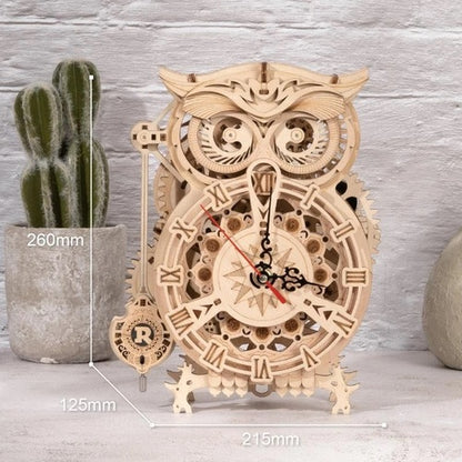 ROKR Owl Clock 3D Wooden Puzzle (LK503) | Mechanical Gear Clock Model