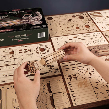 ROKR Rotating-Barrel Machine Gun 3D Wooden Puzzle (LQA01) | Mechanical Model
