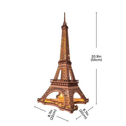 Rolife Night of the Eiffel Tower 3D Wooden Puzzle (TGL01) | LED Eiffel Tower Display Model