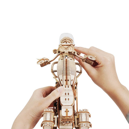 ROKR Cruiser motorcycle 3D Wooden Puzzle (LK504) | Wind-Up Motorcycle Model