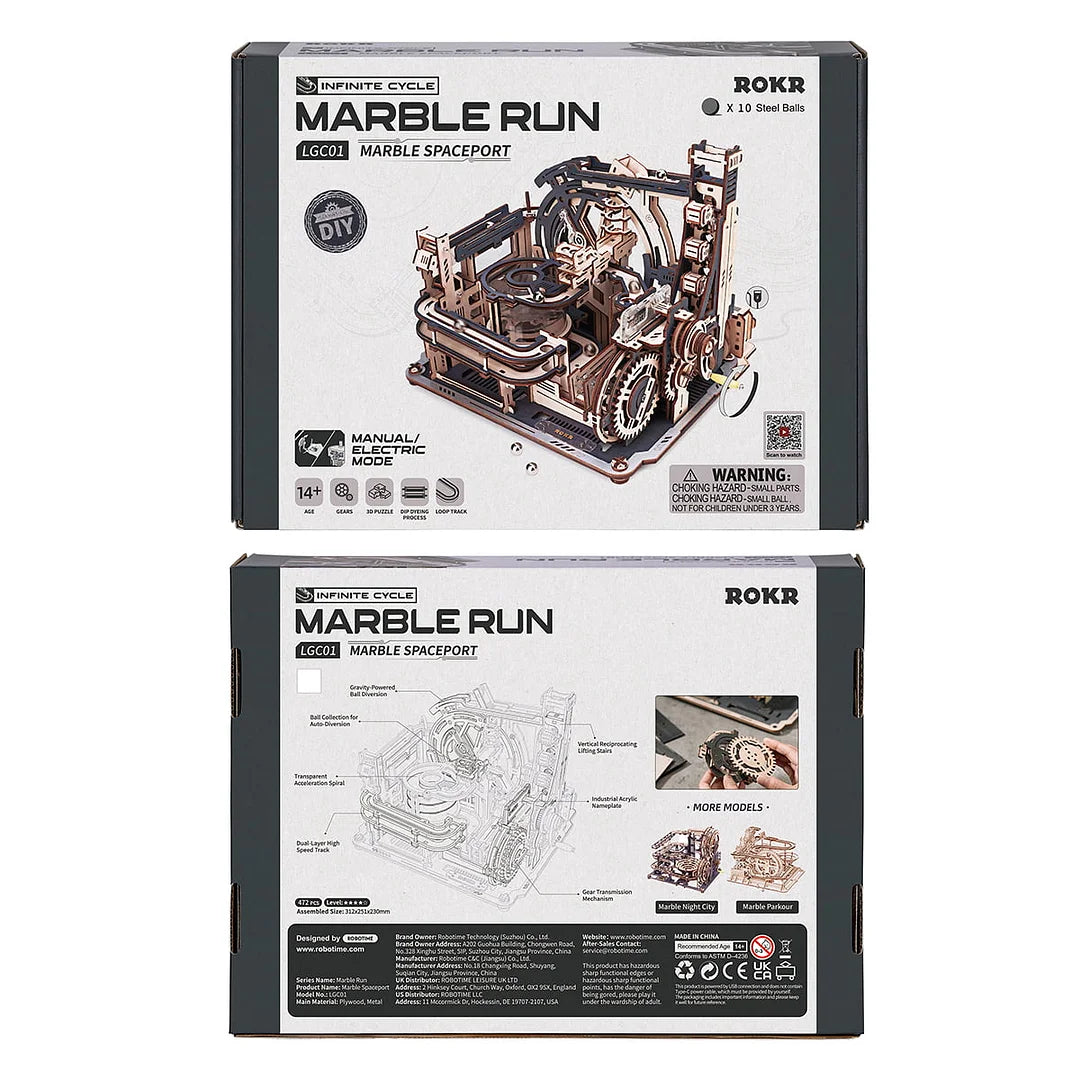 Robotime Rolife ROKR Marble Spaceport Marble Run 3D Wooden Puzzle LGC01