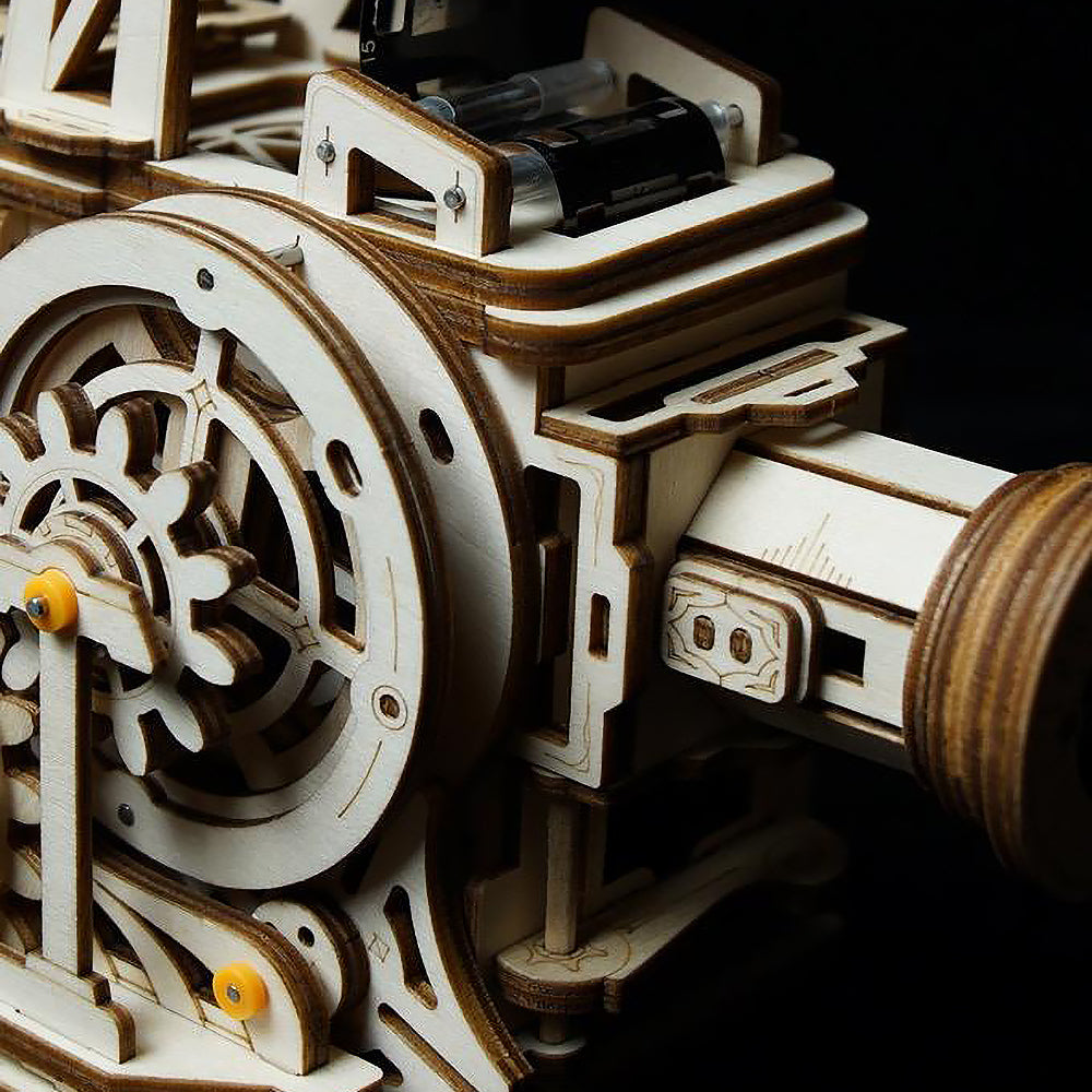 Robotime 3D DIY Wooden Puzzle Mechanical Gear Vintage Vitascope Projector LK601