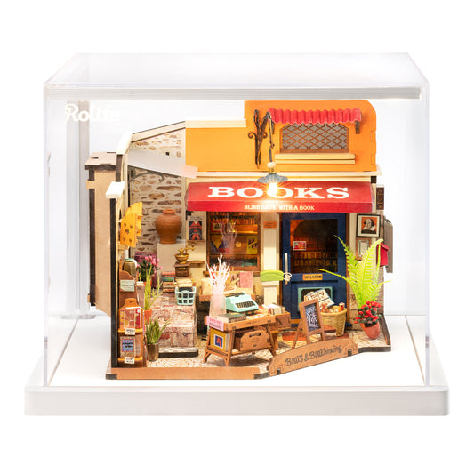 Robotime Rolife ROKR Corner Bookstore DIY Miniature House Kit DG164