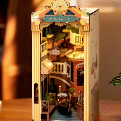 Rolife Romantic Venice DIY Book Nook Shelf Insert Kit (TGB08) | Dust Cover + Touch Light