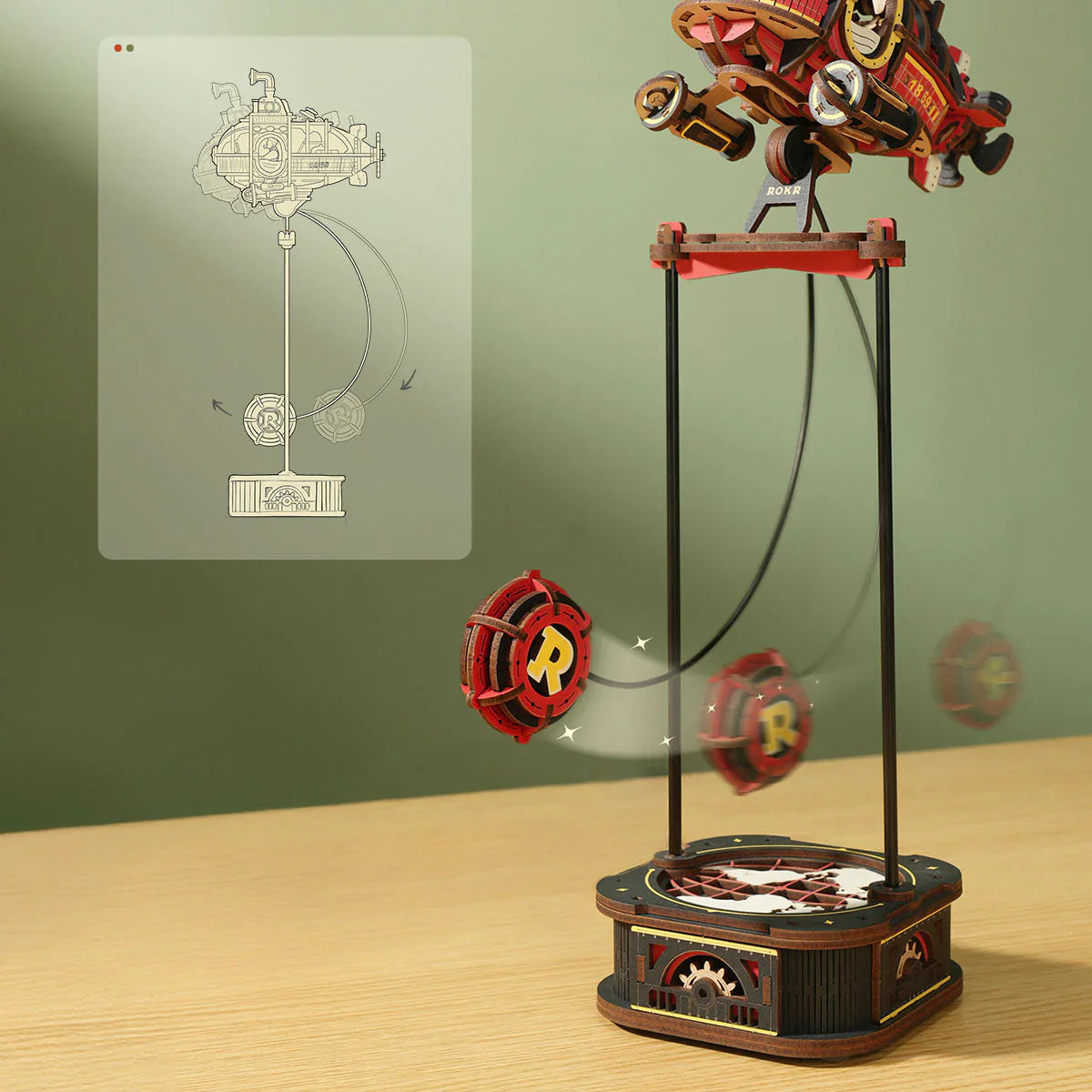 ROKR Deep-Sea Adventurer Pendulum Balance Toy 3D Puzzle - MCD04 | Wooden Submarine Kinetic Desk Toy with Perpetual Motion