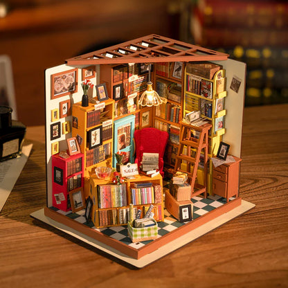 Rolife Sam’s Study Library DIY Miniature House Kit (DG102) | 1:18 Scale