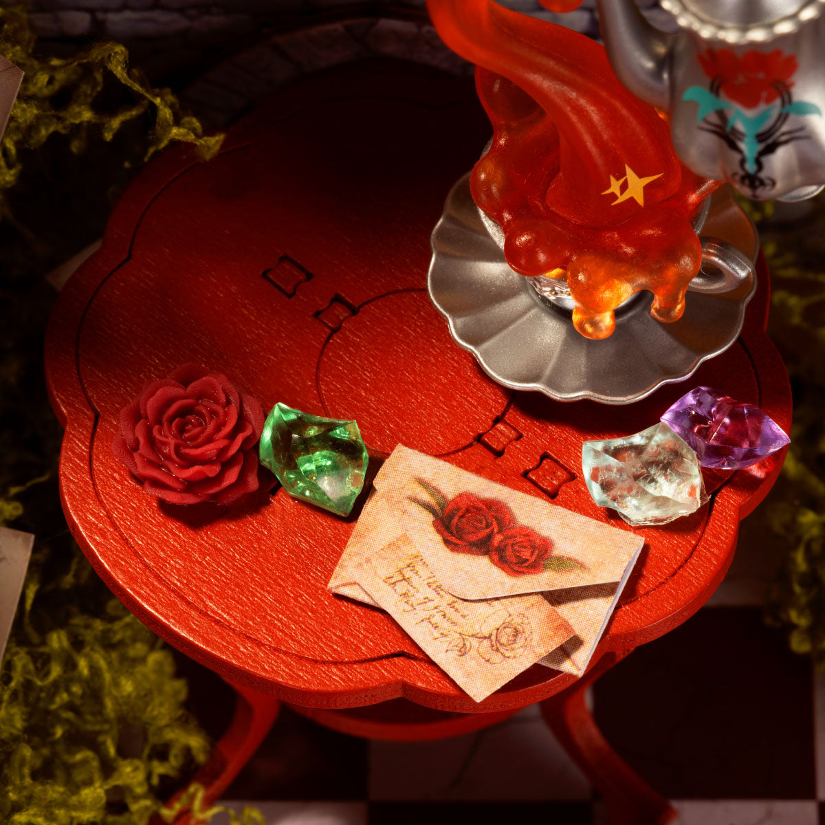 Rolife Rolife Rosa Salon DS055 - red table and miniature accessories