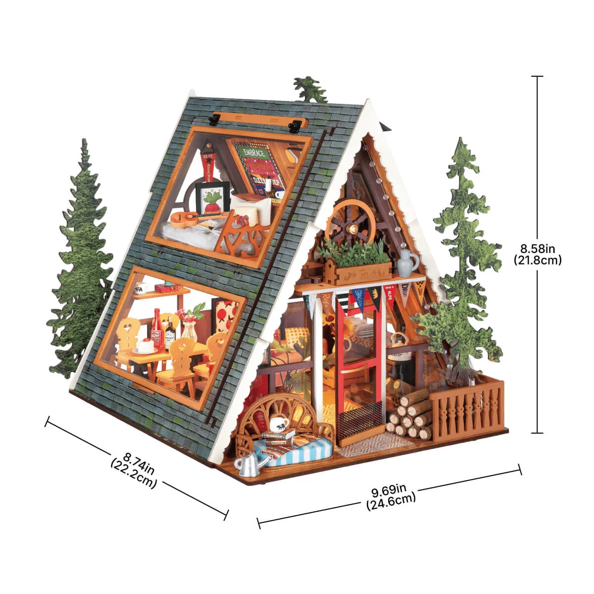 Rolife A-Frame Cabin DIY Miniature House Kit (DG181) | 1:18 Scale