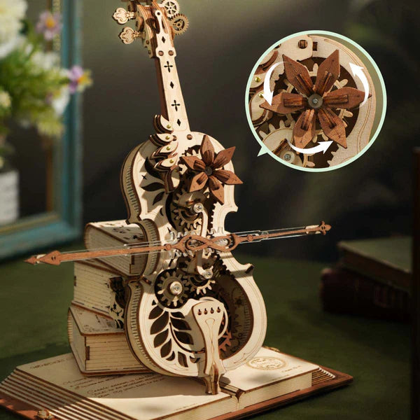 ROKR Magic Cello Mechanical Music Box 3D Wooden Puzzle (AMK63) | Wind-Up “Nocturne”