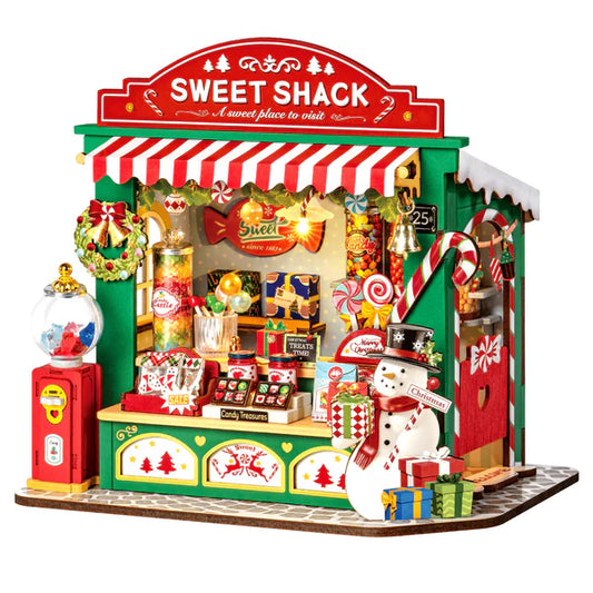 Rolife Christmas Candy Stand DIY Miniature House Kit (DS043) | LED Light