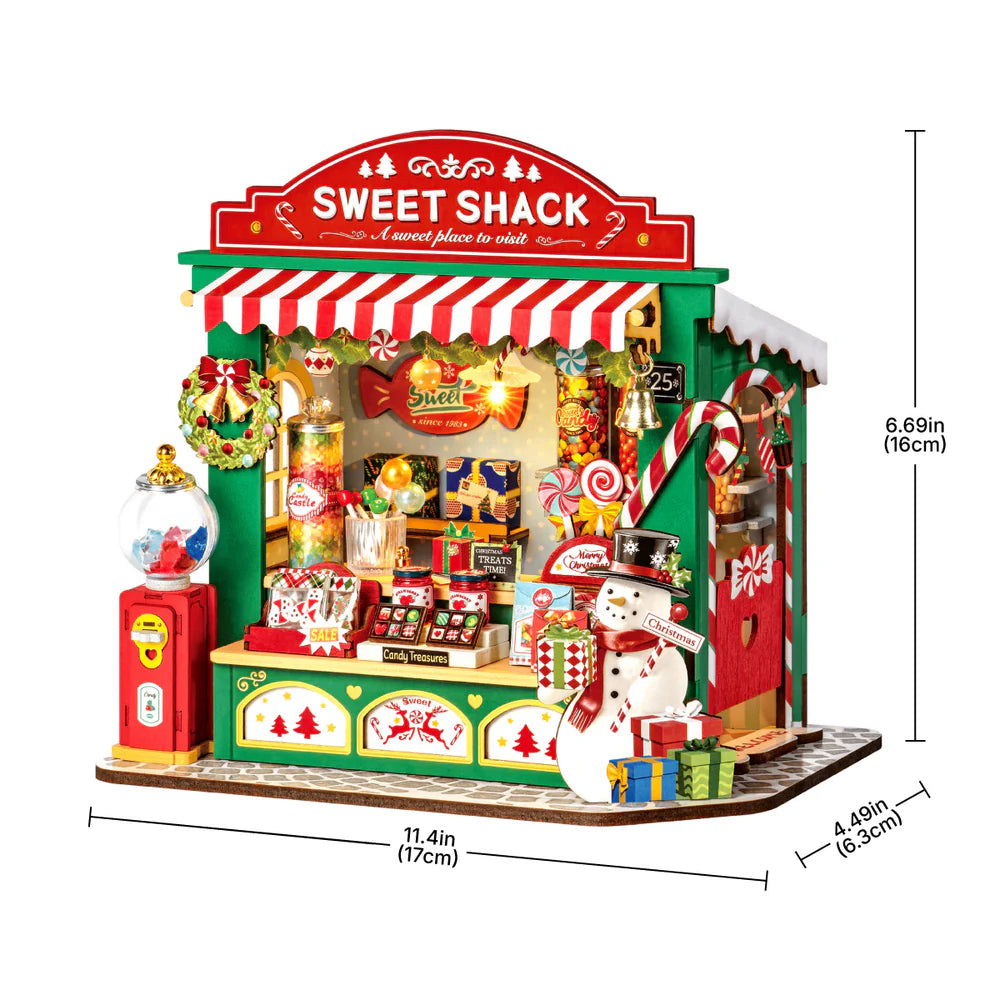 Rolife Christmas Candy Stand DIY Miniature House Kit (DS043) | LED Light