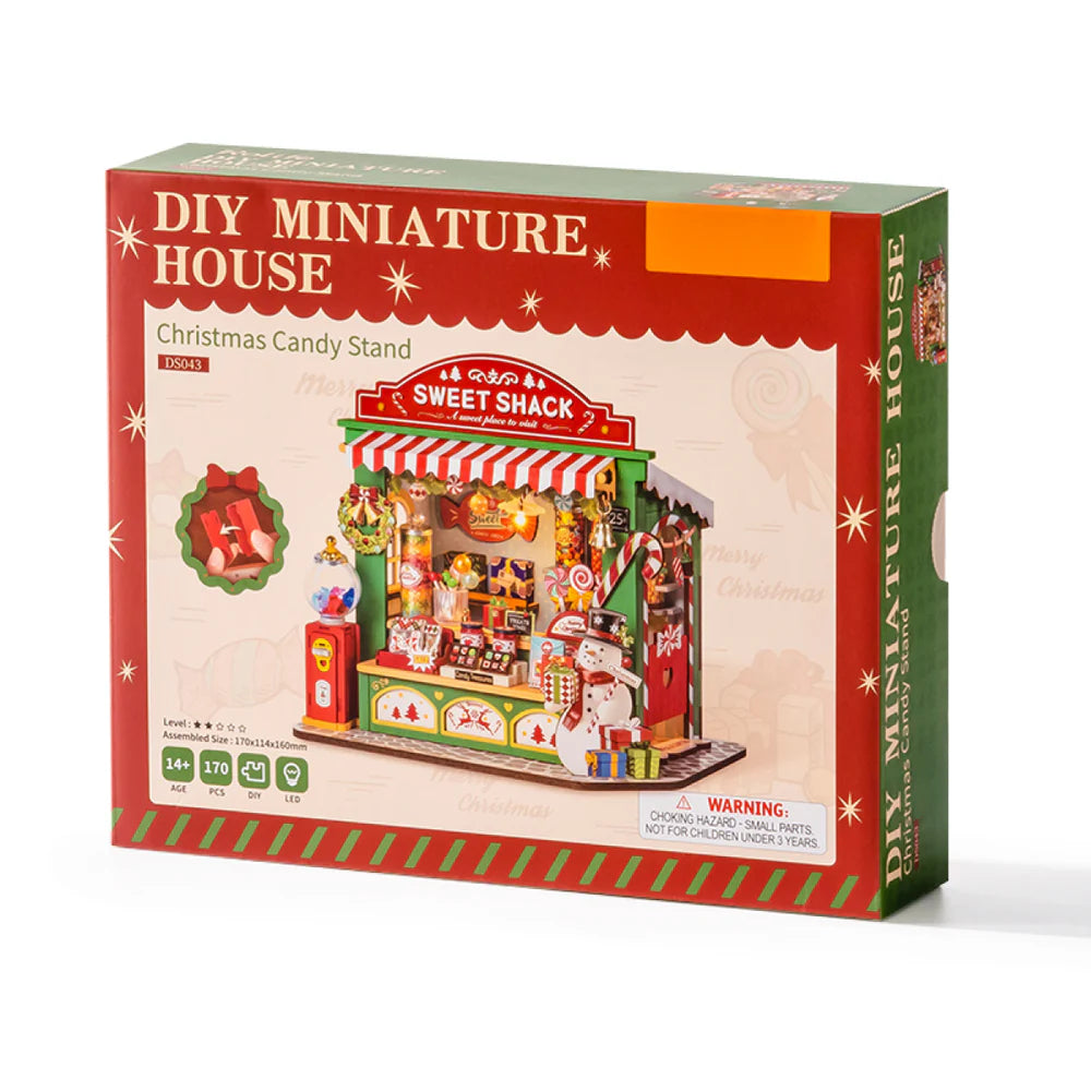 Rolife Christmas Candy Stand DIY Miniature House Kit (DS043) | LED Light