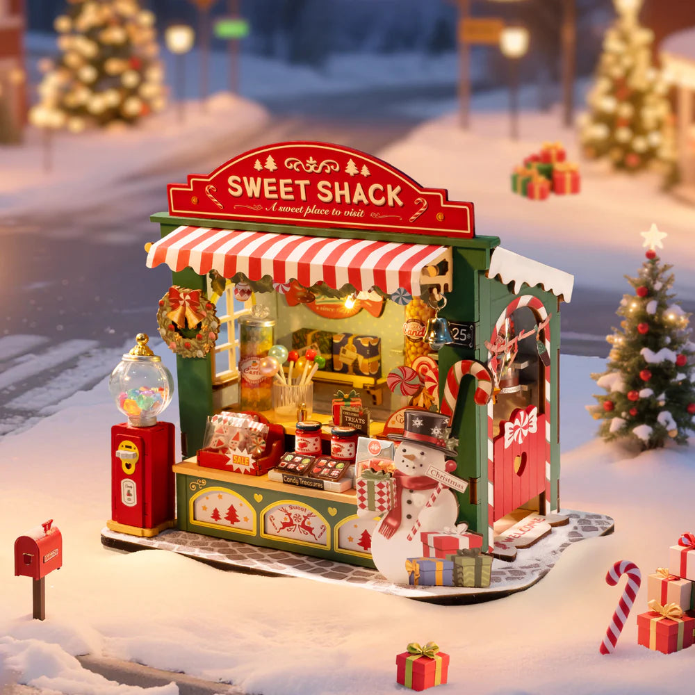 Rolife Christmas Candy Stand DIY Miniature House Kit (DS043) | LED Light
