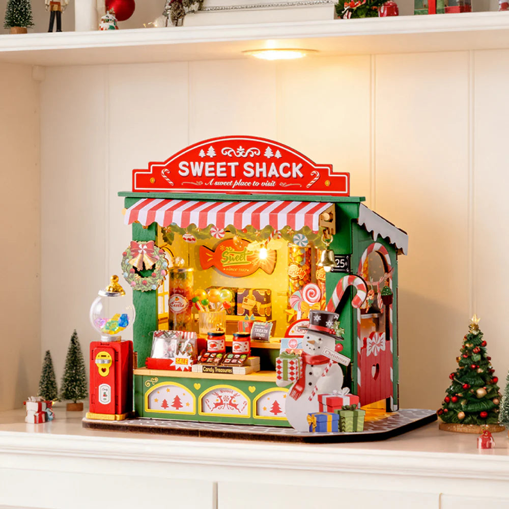 Rolife Christmas Candy Stand DIY Miniature House Kit (DS043) | LED Light