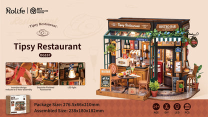 Rolife Tipsy Restaurant DIY Miniature House Kit (DG167) | 1:16 Scale