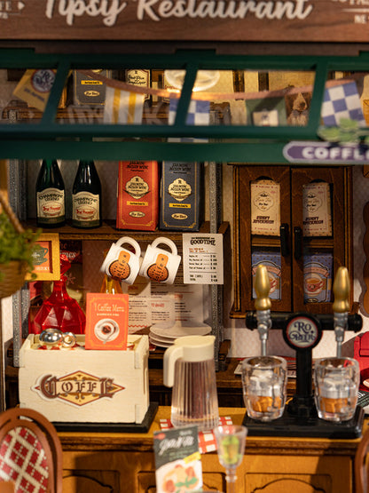Rolife Tipsy Restaurant DIY Miniature House Kit (DG167) | 1:16 Scale
