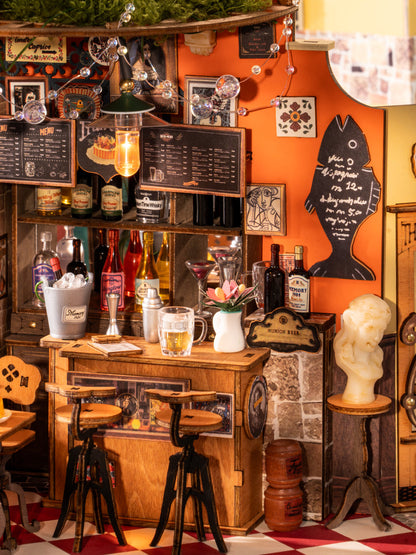 Rolife Cheers Bar & Dining DIY Miniature House Kit (DG173) | 1:18 Scale