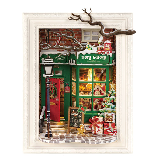 Santa's Toy Shop DIY 3D Wooden Puzzle - DP006 | Robotime Model Kit with LED Lights for Adults