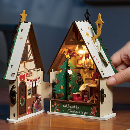 Rolife Twinkling Christmas House DIY Miniature House Kit (DS036) | LED Lights