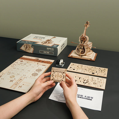 ROKR Magic Cello Mechanical Music Box 3D Wooden Puzzle (AMK63) | Wind-Up “Nocturne”
