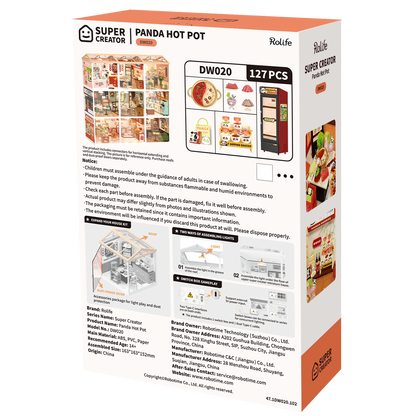 Rolife Super Creator Panda Hot Pot DIY Miniature House (DW020) | 1:24 Scale