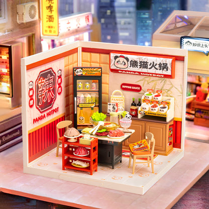 Rolife Super Creator Panda Hot Pot DIY Miniature House (DW020) | 1:24 Scale