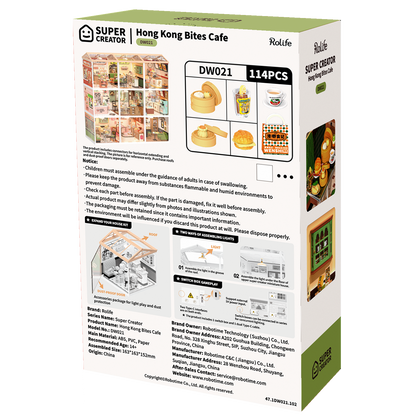 Rolife Super Creator Hong Kong Bites Cafe DIY Miniature House (DW021) | 1:24 Scale