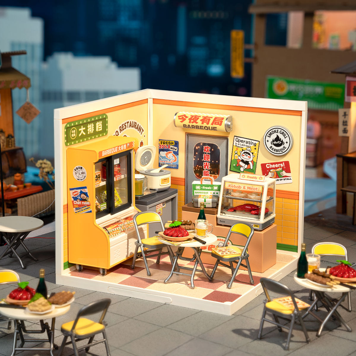 Rolife Super Creator Night Out Food Stall DIY Miniature House (DW022) | 1:24 Scale
