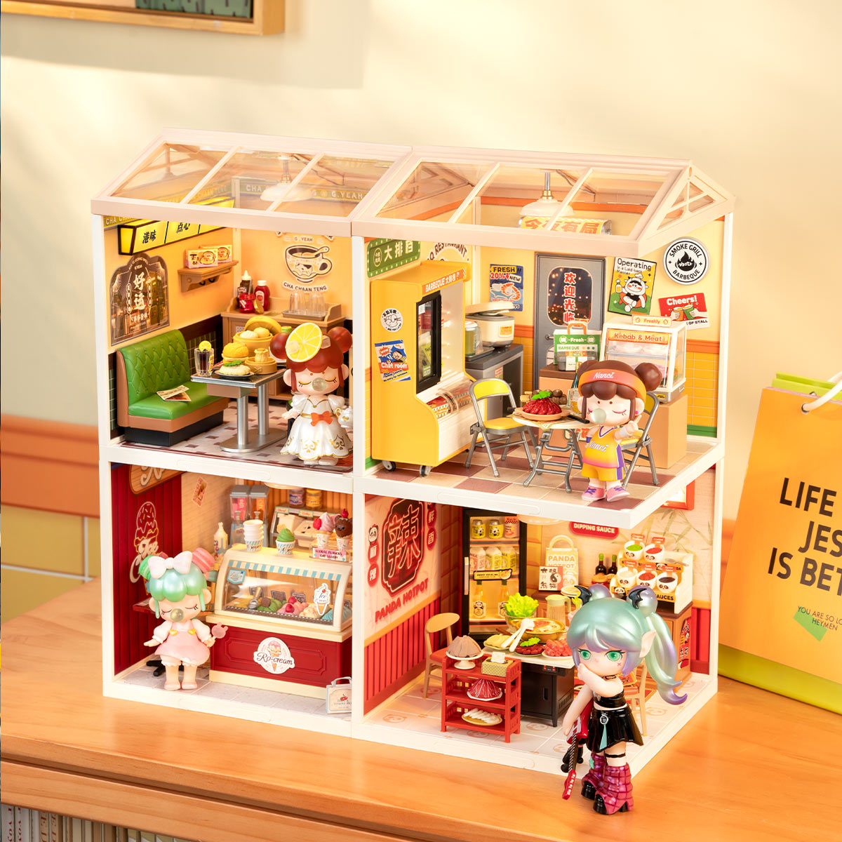 Rolife Super Creator Night Out Food Stall DIY Miniature House (DW022) | 1:24 Scale