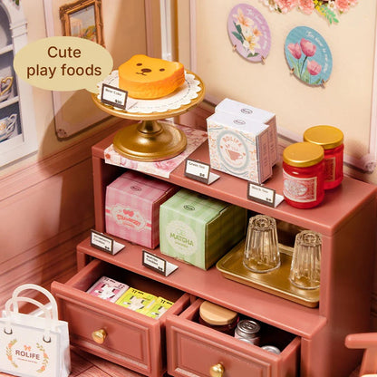 Rolife Honey Tea Lounge DIY Miniature Store Kit (DWS02B) | Mini Super Creator Tea Shop