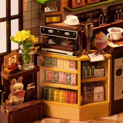 Rolife Holiday Cafe DIY Book Nook Shelf Insert (TGB15) | Touch Light