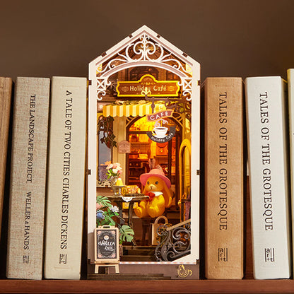 Rolife Holiday Cafe DIY Book Nook Shelf Insert (TGB15) | Touch Light