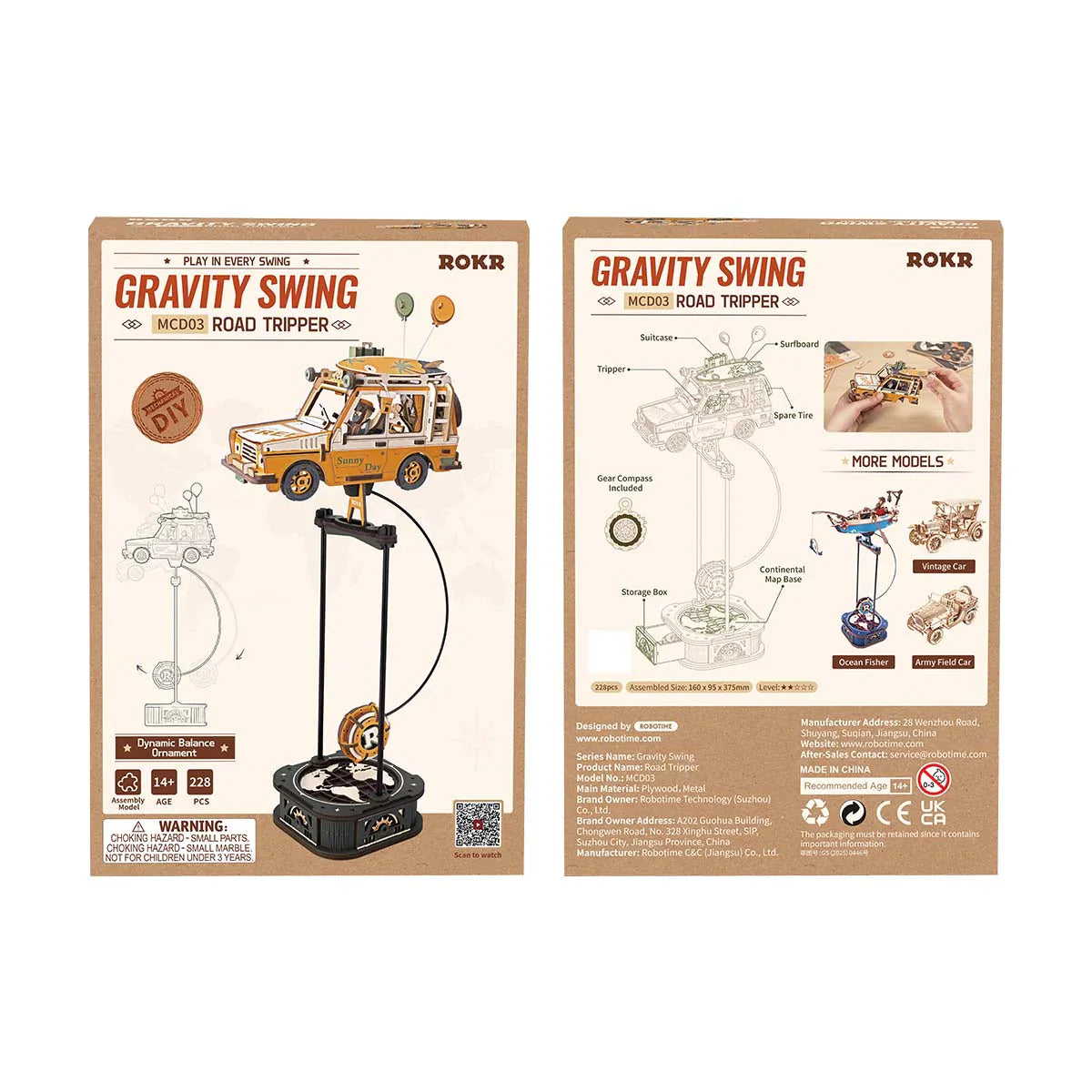 ROKR Road Tripper Pendulum Balance Toy 3D Puzzle - MCD03 | Wooden Vintage Car Kinetic Desk Toy