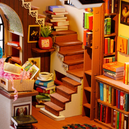 Rolife Pagestory Books DH103 - miniature books and reading corner detail