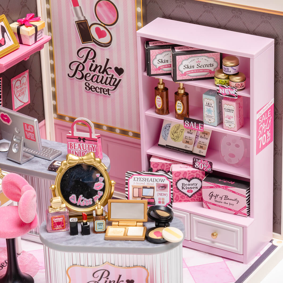 Rolife Pink Beauty Secret DW026 - pink boutique shelving and accessories