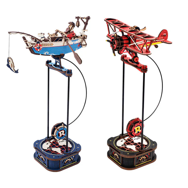ROKR DIY Gravity Swing Sky Captain - MCD01 | Mechanical 3D Wooden Puzzle with Auto-Swing Feature