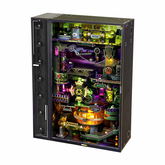 ROKR Alchemy City Marble Run 3D Wooden Puzzle (MR04S) | 182cm Track & Interactive Lights