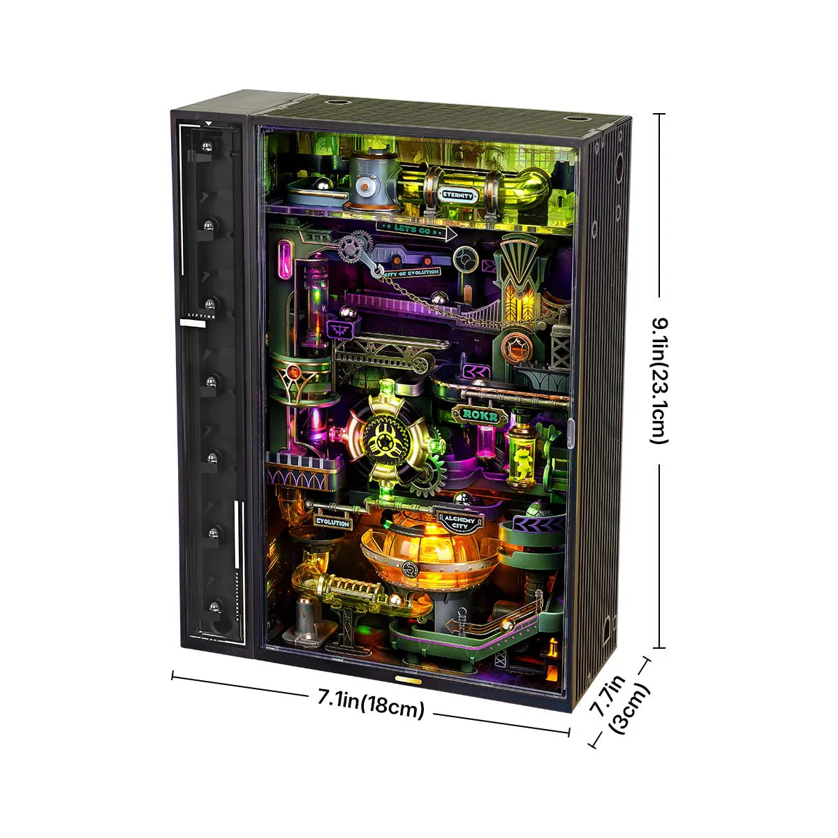 ROKR Alchemy City Marble Run 3D Wooden Puzzle (MR04S) | 182cm Track & Interactive Lights