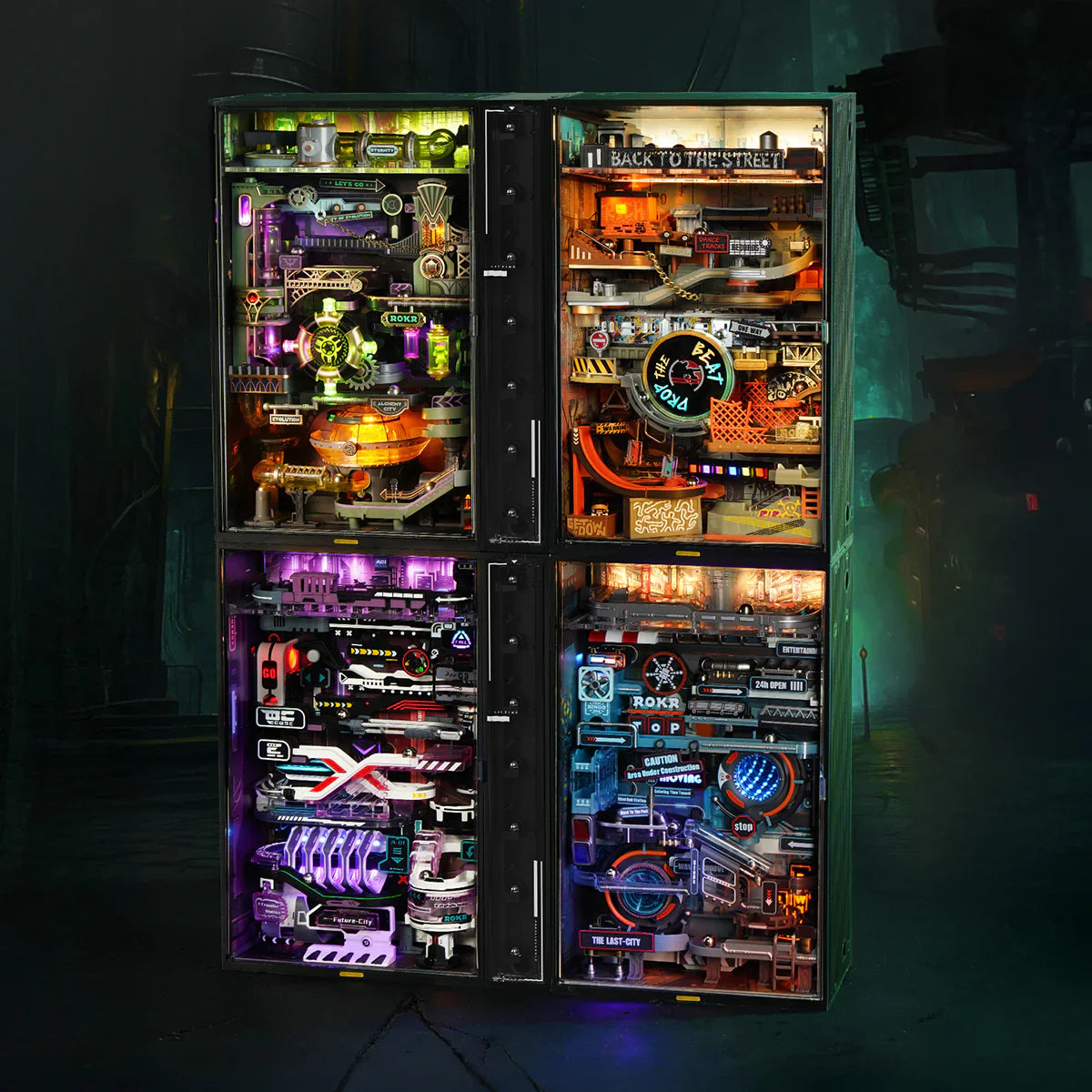 ROKR Alchemy City Marble Run 3D Wooden Puzzle (MR04S) | 182cm Track & Interactive Lights