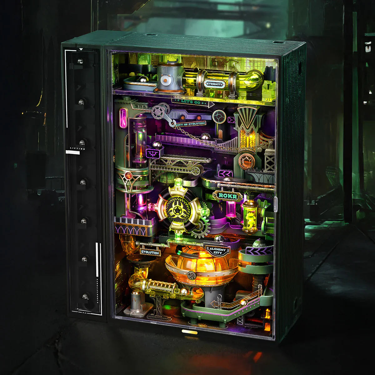 ROKR Alchemy City Marble Run 3D Wooden Puzzle (MR04S) | 182cm Track & Interactive Lights