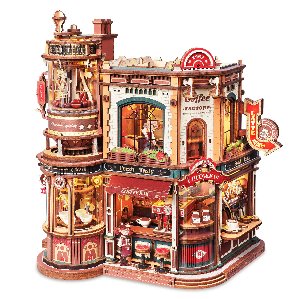 Rolife Coffee Bar EAB02 DIY Miniature House Kit with LED Lights