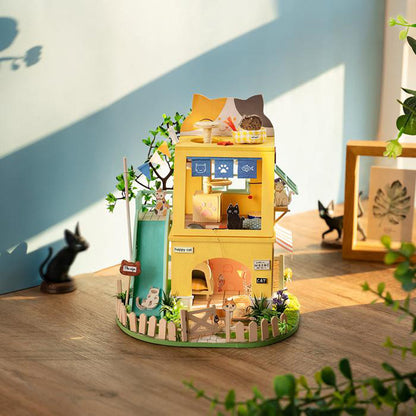 Rolife Cat House DIY Miniature Dollhouse Kit (DG149) | LED Light