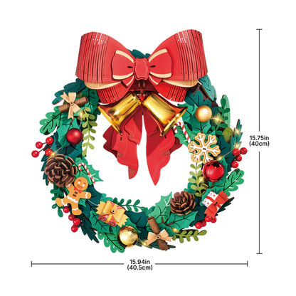 Rolife Christmas Wreath 3D Wooden Puzzle (TGL04) | Festive DIY Holiday Display