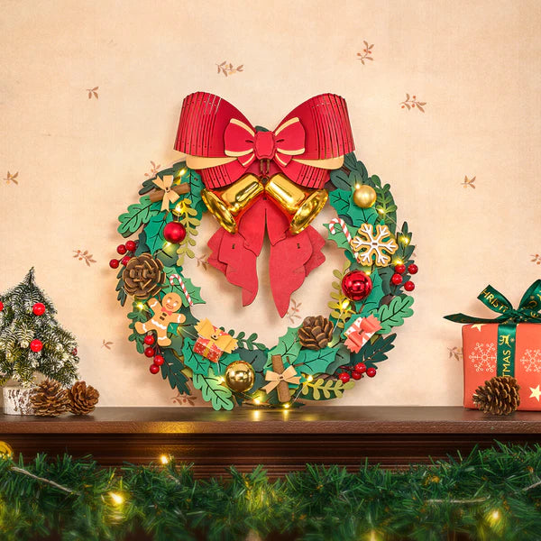 Rolife Christmas Wreath 3D Wooden Puzzle (TGL04) | Festive DIY Holiday Display