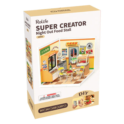 Rolife Super Creator Night Out Food Stall DIY Miniature House (DW022) | 1:24 Scale